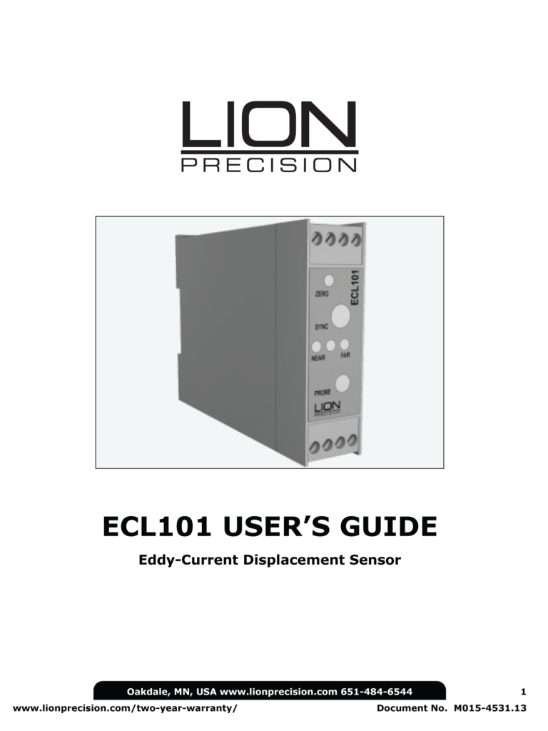Lion Precision ECL101 User Guide cover