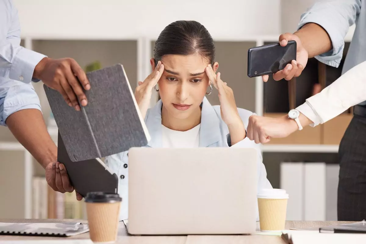 Woman burned out at computer